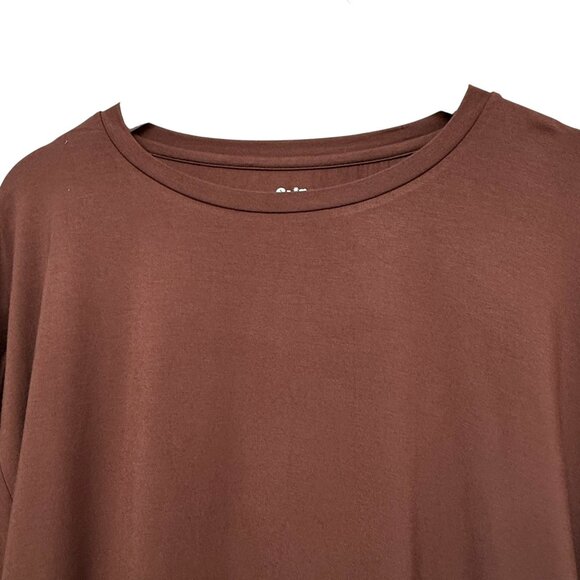 Shiny by Nature Long Sleeve Tee 4XL /3X Chocolate Brown Rayon Blend Plus Size - Picture 4 of 8